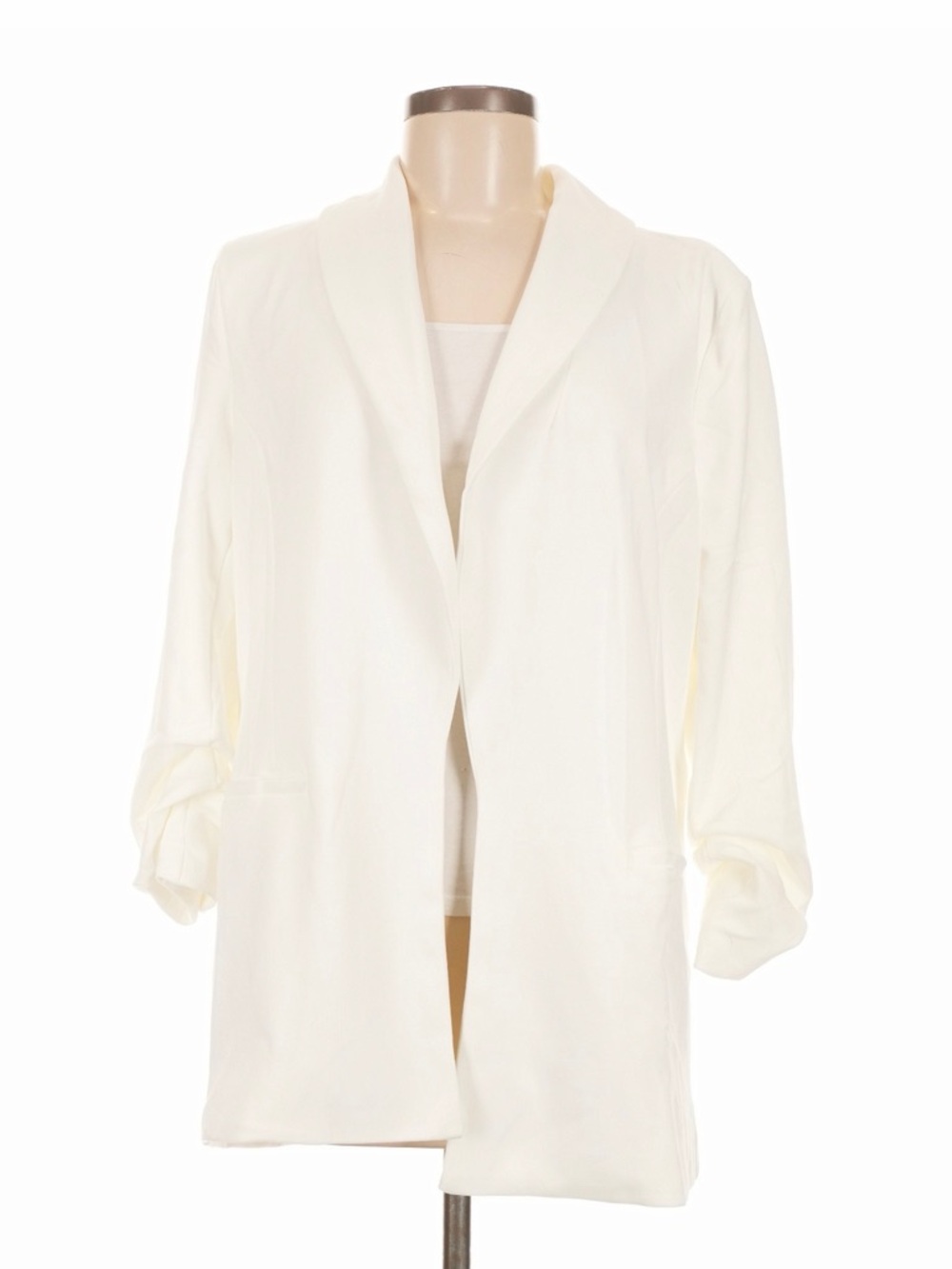 Dakota Blue Womens Cream Open-Front Blazer Jacket Size M